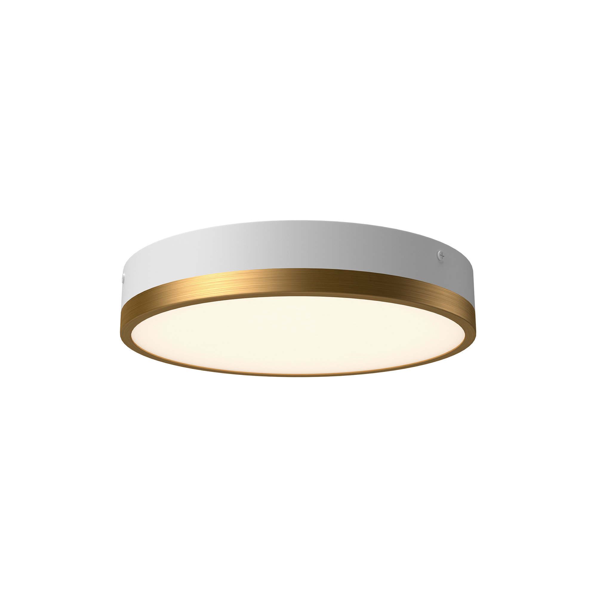 Orland Single Light Glass LED Flush Mount, 2" H x 11.13" W x 11.13" D, Aged Gold/White