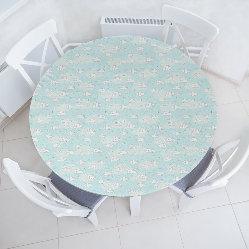 Bungalow Rose Cartoon Fitted Round Tablecloth Diameter Blue Purpleblue, 51.97" Round