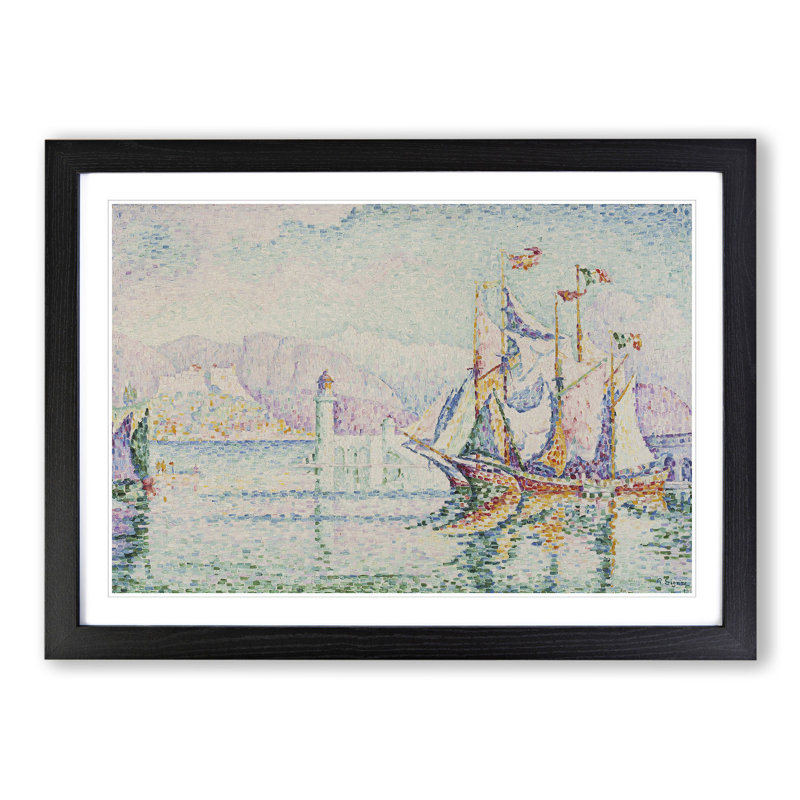 Antibes in the Morning by Paul Signac - Picture Frame Graphic Art, 27cm H x 36cm W x 2cm D, Black Framed
