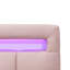 Grand lit plateforme tapissier avec gigogne simple TG et 2 tiroirs, tissu en lin, rose