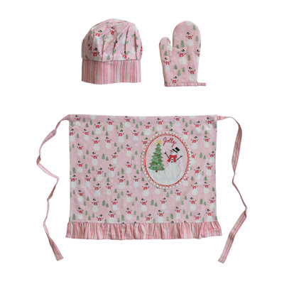Ensemble de chef fantaisiste en coton avec tablier, chapeau et gant
