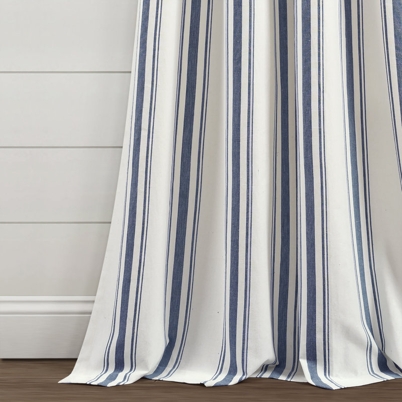Cotton Blend Semi Sheer Curtain Pair, 42" W x 84" L, Navy