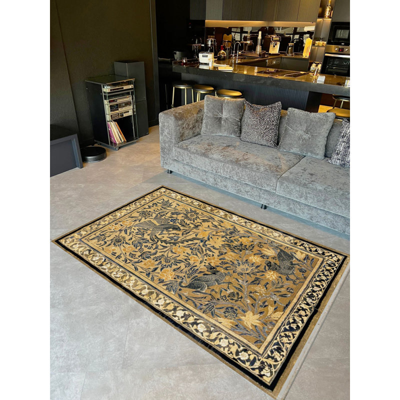 Tapis décoratif beige à motif tissé beige