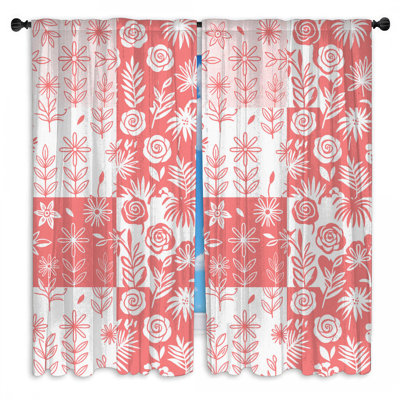 Floral Patchwork Pattern Window Curtains Flowers Sheer & Room Darkening - 2 Panels