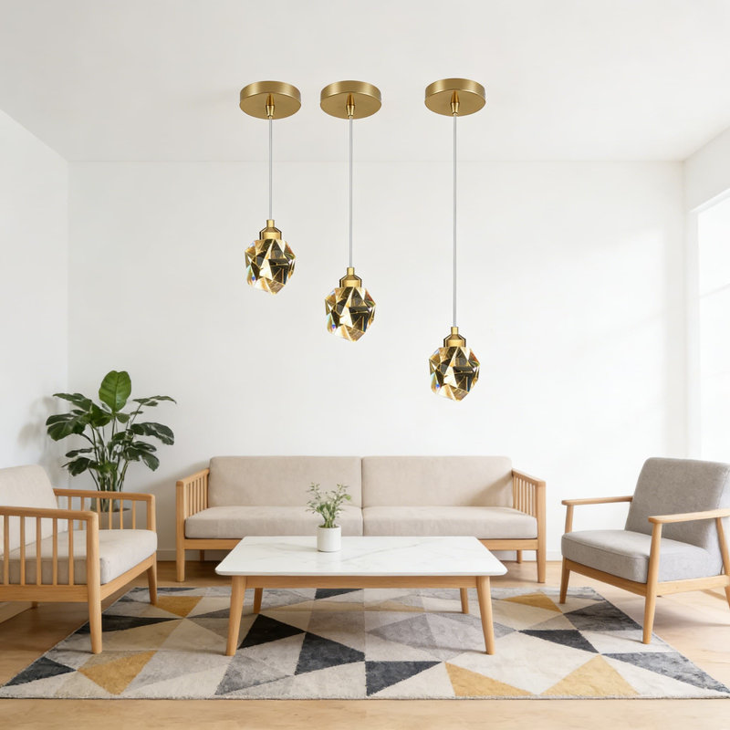 Mini-lustre en cristal à intensité variable avec télécommande, DEL intégrée 5 W pour îlot de cuisine, chambre à coucher, entrée et salle à manger