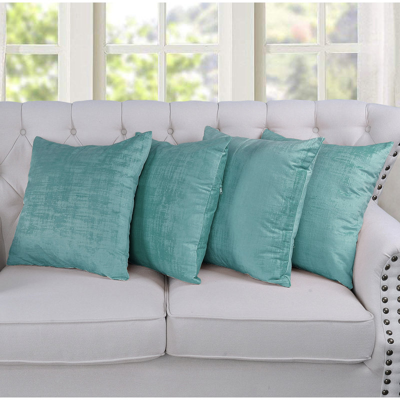 Textured Velvet Throw Pillow Cover, North Sea