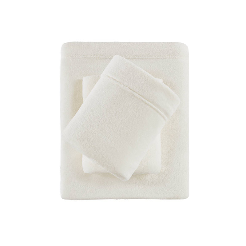 Soloft Plush Micro Plush Microfiber Sheet Set, Queen Sheet Set with 2 Pillowcases, Ivory