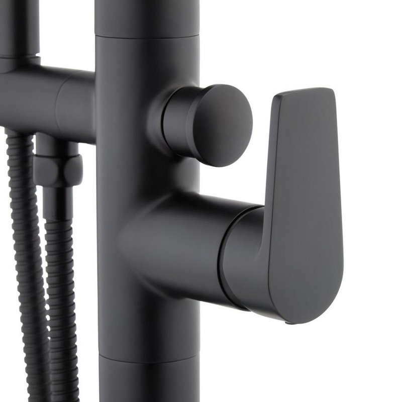 Berwyn Floor Mounted Tub Filler Faucet and Valve, Matte Black