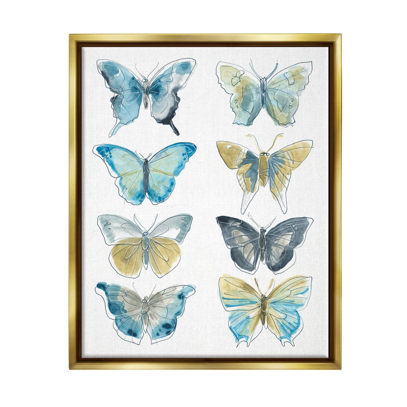 "Varied Butterflies Insect", art mural sur toile flottante par June Erica Vess, H 21 po x l 17 po x P 1,7 po