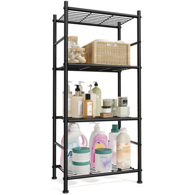 4-Tier Steel Shelving Unit, Durable Storage Rack, Easy Assembly, 40 x 30 x 111 cm, Matte Black