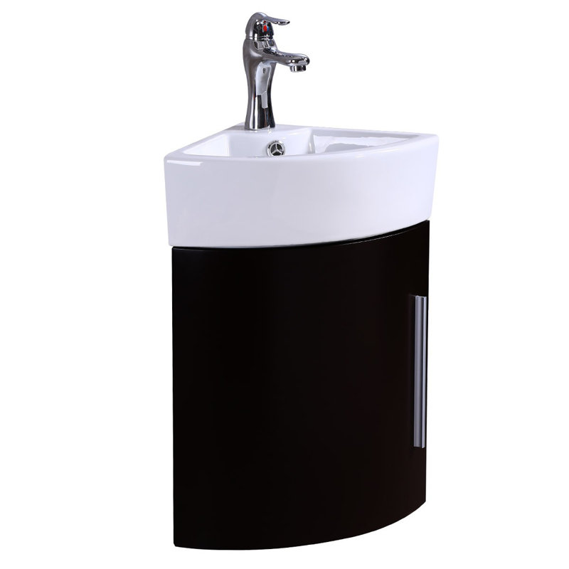 Coleraine 17" Corner Bathroom Vanity Sink Wall-Mounted Single Hole Faucet Sink Combo Set