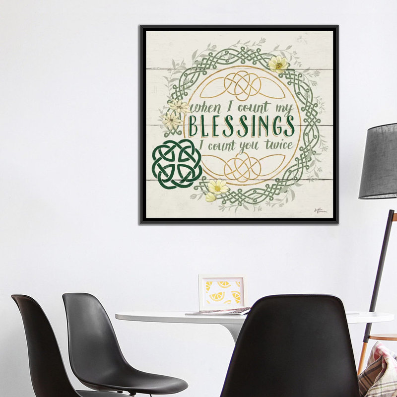 «Irish Blessing II», impression sur toile, H 18 po x l 18 po x P 1,5 po, Toile avec cadre noir, Pas de tapis
