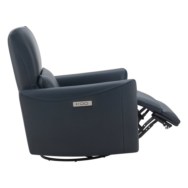 Fauteuil inclinable électrique pivotant en cuir véritable Sant (ensemble de 2), Minuit minuit