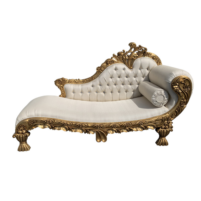Chaise longue Eliyannah Gold, Crème, Doré