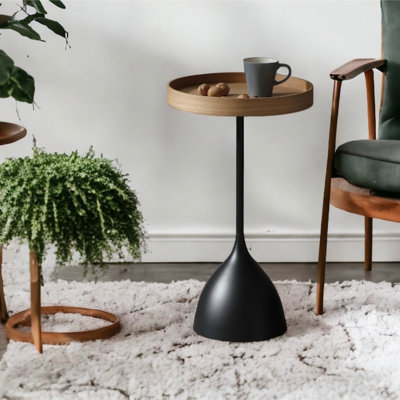 Modern and Stylish Citlalli Contemporary Versatile Round 15.74" Tray Top Pedestal Round End Table