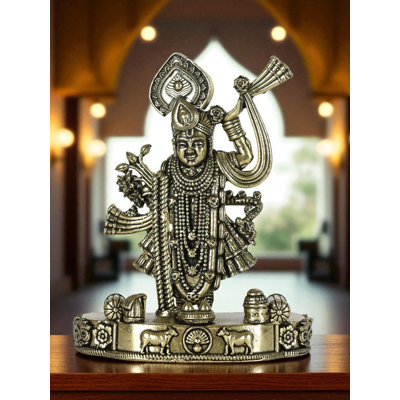 4 petites statues Shrinathji en laiton doré 