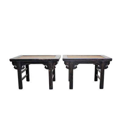 Pair of Rattan Top Side Tables