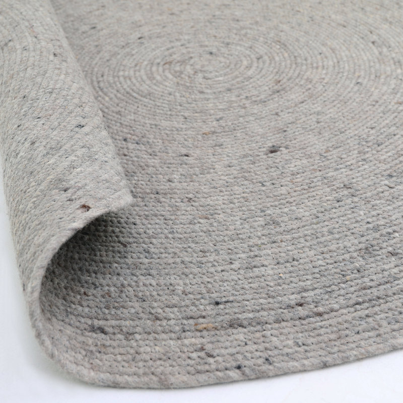Azu Hand Woven Wool Grey Indoor Rug, Round 110cm