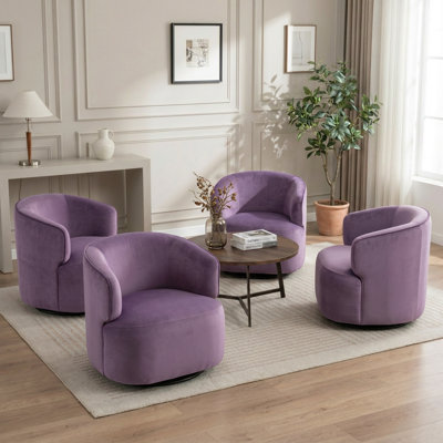 Tybias Upholstered Velvet Swivel Barrel Chair