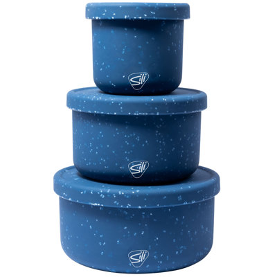 Silipint: Bols à couvercle en silicone: ensemble de 3: moucheté - 10, 20 et 30 oz - flexible, incassable, facile à ranger, antidérapant