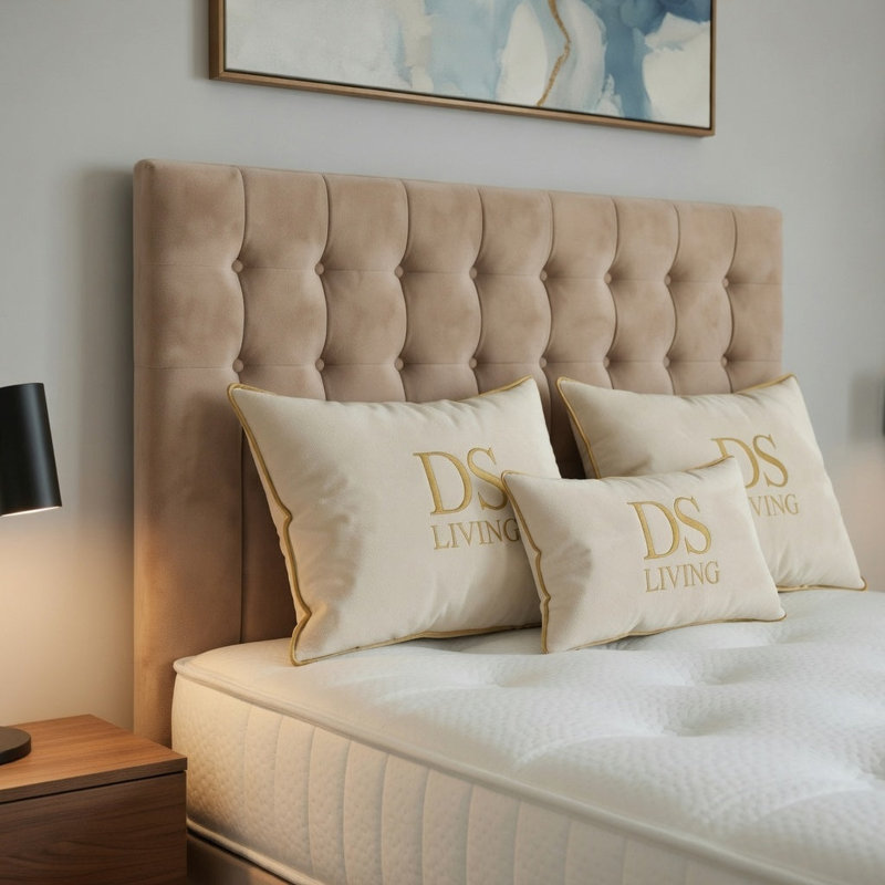 Upholstered Bed, Super King, Mink