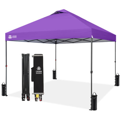10 Ft. W x 10 Ft. D Outdoor Pop Up Canopy Tent with One Push Setup Purple
