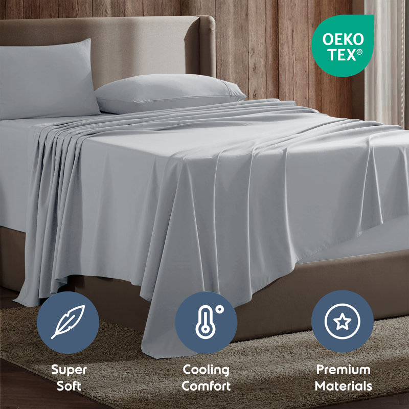 Luxury Collection Classic Smooth Thread Sheet Set, Queen, Misty Gray