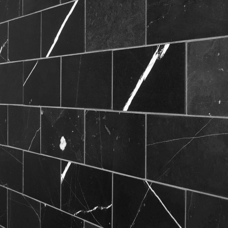 Blackout Nero Marquina 3x6 Honed Marble Tile