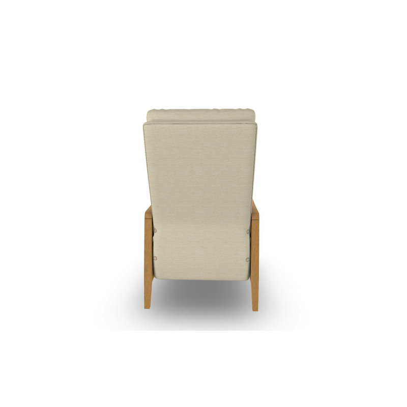 Modern High Leg Recliner, Honey Birch, Eggshell