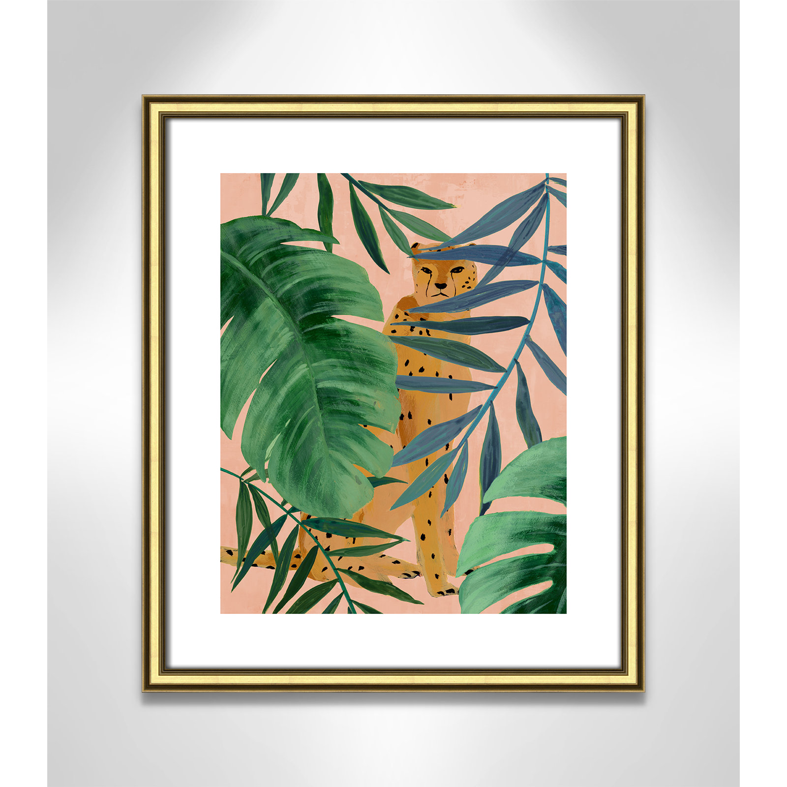 Silent Jungle - Painting Print, Gold Framed Paper, 19" H x 16" W x 0.88" D