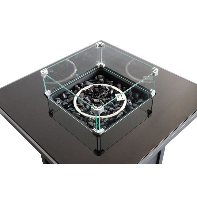 Table de foyer d'extérieur H 25 po x l 30 po, acier inoxydable, table de rassemblement de jardin avec couvercle, Delight