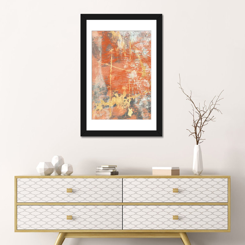 «Terre Cotta Lace I», impression sur toile, H 24 po x l 16 po x P 1 po, Papier d'art encadré noir, Blanc