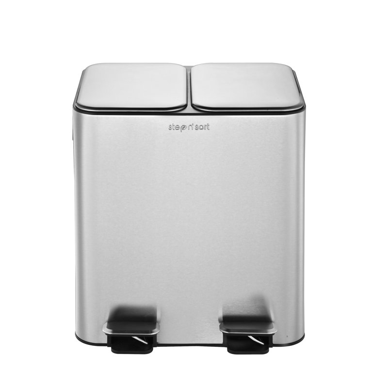 The Step N 'Sort 2 x 15 litres, double poubelle et bac de recyclage avec couvercle à fermeture lente et bacs intérieurs amovibles