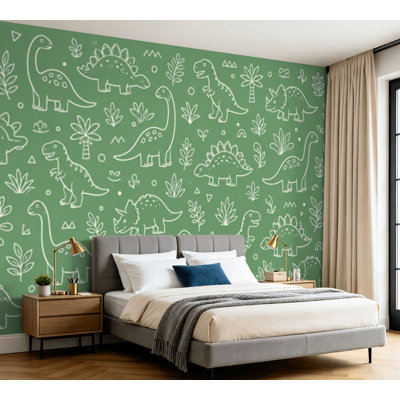 Wall Mural Peel and Stick Wallpaper Cute dinosaur print for kids print cartoon dinosaur Cute Dino pastel Self-Adhesive Removable Contact Paper Wall Decor for Living Room Bedroom 100"H x 144"W
