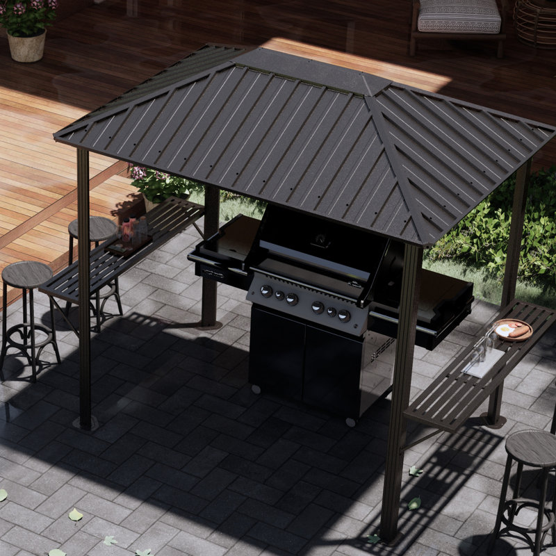 MASTERCANOPY 8 Ft. W x 6 Ft. D Hardtop Grill Gazebo with Steel Roof