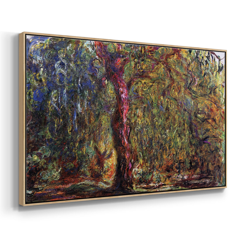 «Weeping Willow 4», reproduction d'art sur toile encadrée, H 25 po x l 37 po x P 2 po, Bois naturel
