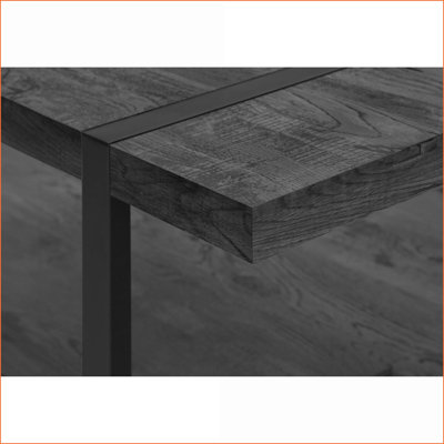 Table basse 48 po contemporaine noire pour salon, tablette fixe et amp; Pieds en métal stables