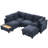 90" U-Shaped Sectional Sofa Modular Sofa Couch With A Movable Ottoman , A Coffee Table With Hidden Charging Devices For Living Room-1410497900