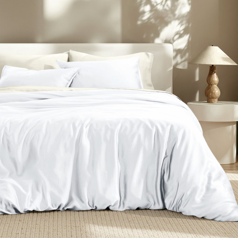 TENCEL Duvet Cover Set, King Duvet Cover + 2 Shams, White