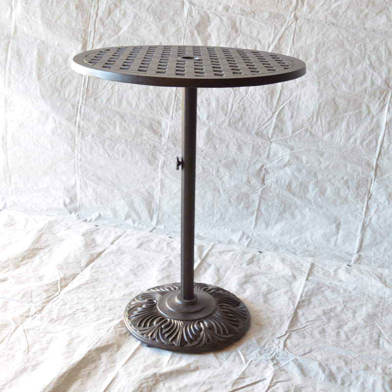 Nola Round Metal Outdoor Bar Table With Umbrella Hole , 30'' in. W 30'' in. D