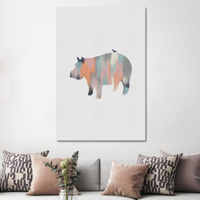 Pastel Hippo by Orara Studio - Wrapped Canvas Gallery-Wrapped Canvas Giclée
