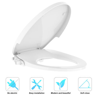 Bidet Toilet Seat Elongated, Non-Electric Bidet With Self Cleaning Dual Nozzles, Slow Close Lid