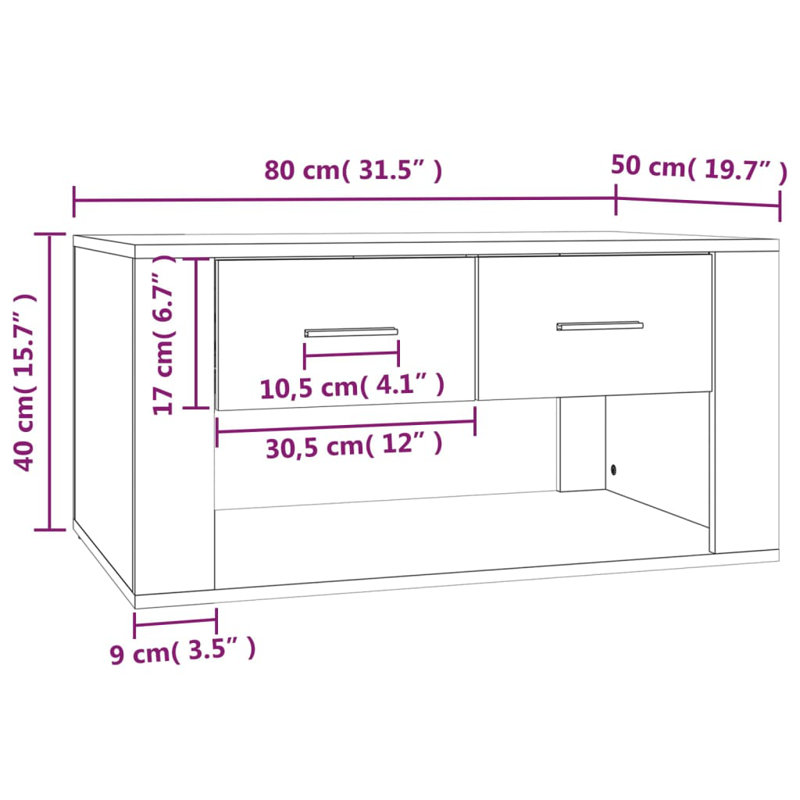 Nistor Floor Shelf Coffee Table with Storage, White