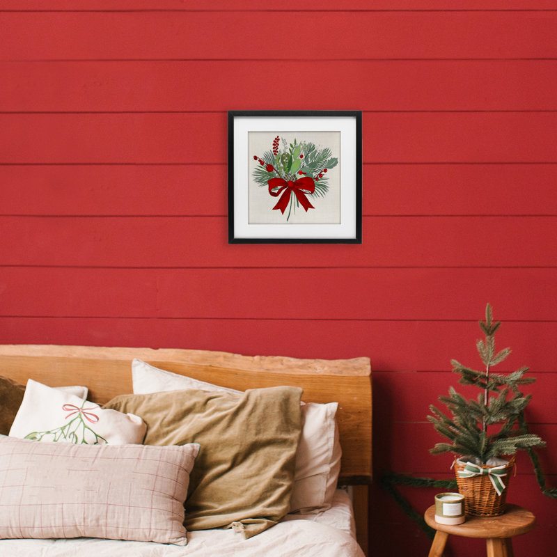 «Merry Berry Bow», reproduction imprimée sous verre, conception de Tava Studios, H 13 po x l 13 po, Cadre noir minuit