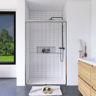 48 In. W X 72 In. H Double Sliding Semi-Frameless Shower Door In Chrome