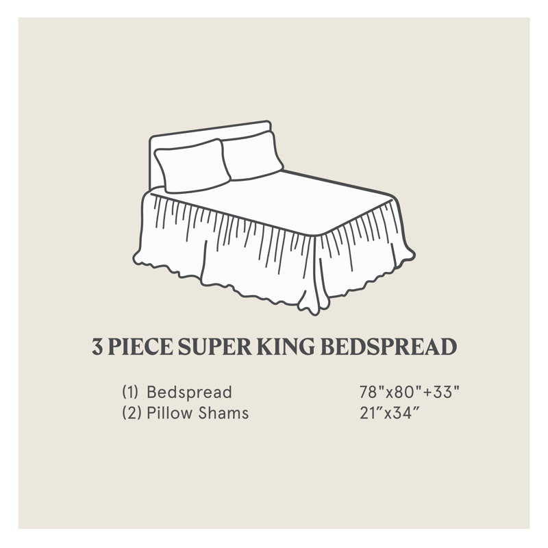 Taupe King Microfiber Bedspread Set with Frills