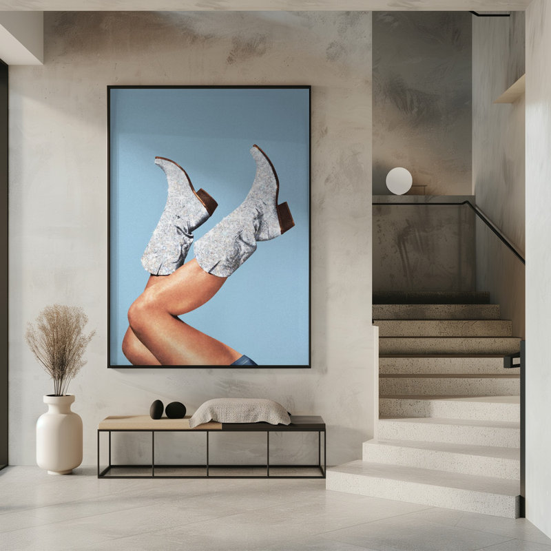 "Ces bottes scintillantes", art mural encadré, Noir, H 14 po x l 10 po