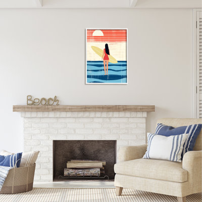 Bb-387-Abstraction de surfeuse rustique encadrée sur bois