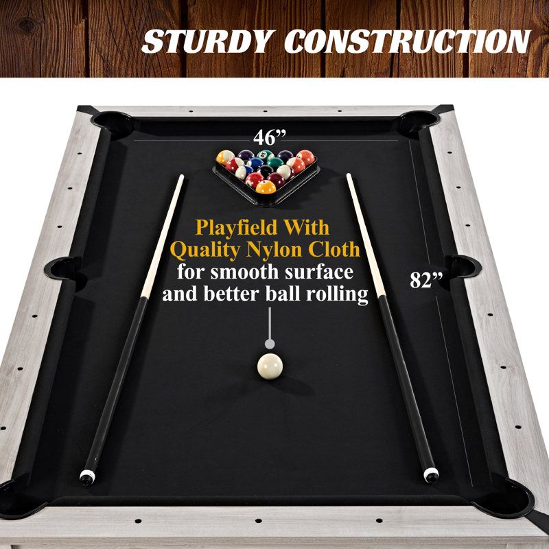 Barrington Billiards Monteray 3-in-1 Combination Table includes 7’ Billiard Table, Table Tennis and Dining Top with Game Accessories & Rolling Storage Caddy