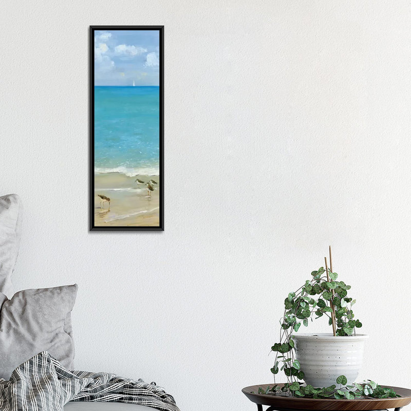 «Brunch on the Beach I» par Sally Swatland, reproduction d'art panoramique sur toile, H 36 po x l 12 po x P 1,5 po